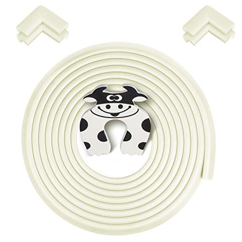 Rabofly Baby Proofing Edge & Corner Guards, [16.40ft Edge + 4 Corners] Furniture Bumper Cushion Table Edge Corner Protector Non Toxic and Safe for Fireplace, Stair, Cabinet, Countertop, Oyster White