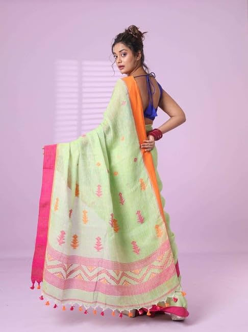 Image of SWORNOF Women's Pure Silk Saree With Blouse Piece