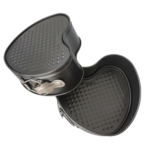 Proshopping 7 Inch Heart Shape Springform Pan Pack of 2 Heart Baking Pans with Removable Bottom Baking Molds Accessories for Cheesecake Mousse Wedding - Carbon Steel Black