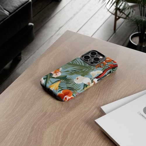 Coque rigide brillante iPhone 14 Pro aux finitions premium orchidées vertes - 4