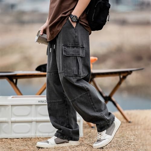Men's Baggy Hip Hop Jeans Causal Cargo Denim Pants Y2K Joggers Wide Leg Streetwear Jeans with Pockets4