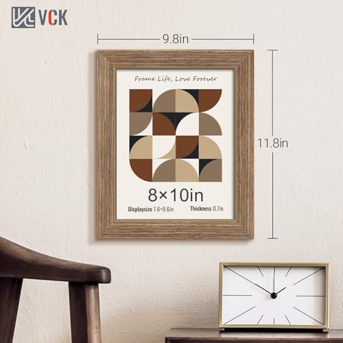 Image of VCK 8x10 Picture Frame Set of 3, Walnut Wood Frames, Gallery Wall Decor Photo Frames for Wall Mounting Horizontally or Vertically