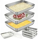 Strehknewen Panierschalen Set 3-Teilig mit Deckel, Edelstahl Behälter 27 ×20× 4 .8cm, Panierstraße Set für Schnitzel, Fleisch, Fisch, Gemüse & Servieren