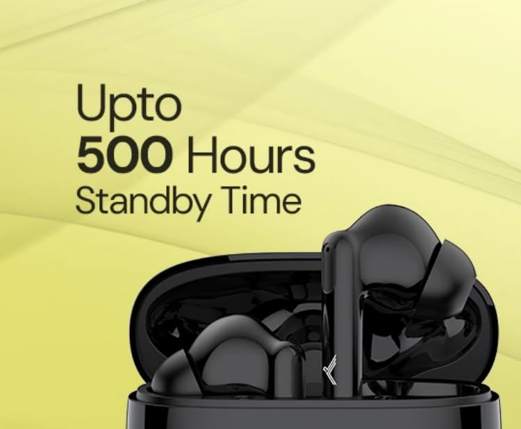 Image of KDM Z5 BlackPods Bluetooth 5.4 Wireless Earbuds, 35H Total Playtime, 5H Music Time, 60 Min Type-C Fast Charging, in-Ear Design, Voice Assistant, Touch Controls, Black