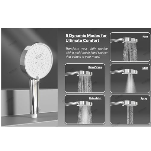 Image of Shower Panels For Bathroom 7 in 1 Multifunction With 5 Function Hand Shower, SS304 Grade, Shower System With LED Rainfall Shower, Hot & Cold Water Adjustable, Massage Spray & Water Spout