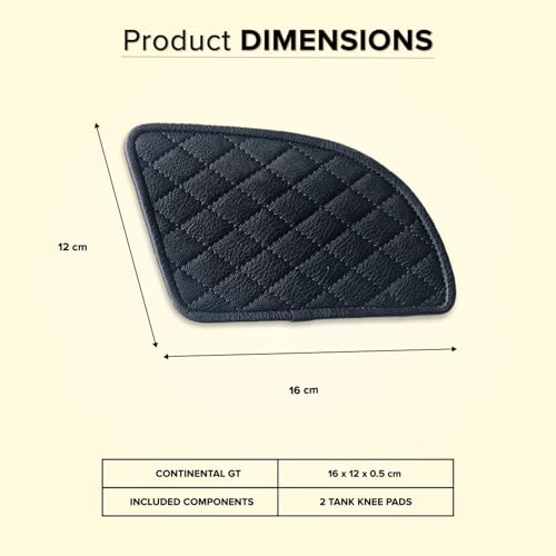 Image of RE Continental GT Pure Leather Tank Knee Pads Durable (Checkered Black with Black Stitch) Tank Pads for Bike /Black