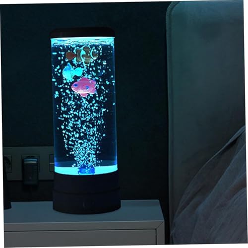 Lampe à bulles en forme de poisson – Changement de couleur pour aquarium – Lampe d'ambiance sensorielle alimentée par USB et piles avec télécommande...