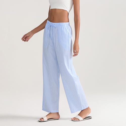 Women Linen Palazzo Pants Summer Boho Wide Leg High Waist Casual Pant 2025 Travel Pants Women Baggy Pants4
