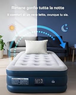Active Era Materasso Gonfiabile Singolo con Pompa Elettrica Integrata, Rialzato e con Cuscino Integrato, Dimensioni di 99 X 188 X 36.5 cm