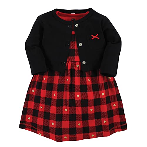 Image of Hudson Baby Infant and Toddler Girls Cotton Dress and Cardigan Set