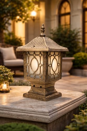 Image of Weldecor Antique Gate Lights for Outdoor Waterproof | Aluminum Casting Gate Light Lamp | LED Compatible Gate Light Set of 2PC