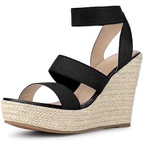 Sandales à talon compensé Allegra K noir 40 EU avec bride arrière
