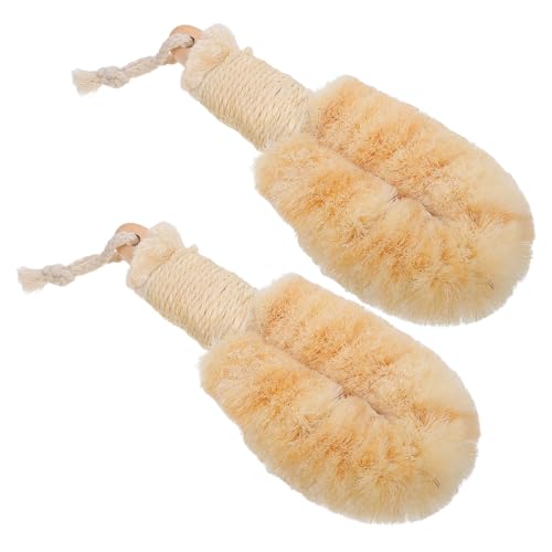Brosses corporelles à sec sisal exfoliation douce peau sensible brosse corps bois lot de 2