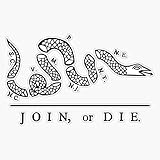 Join Or Die, Small Version (See Profile for Large), United States Military Vinyl Waterproof Sticker Decal Car Laptop Wall Window Bumper Sticker 5'