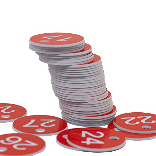 Kunststoff-ID-Nummernschilder, graviert, Schlüsselanhänger, ID-Tags ohne Schlüsselringe (201–300, rot)