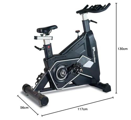Image of PowerMax Fitness BS-3600C Commercial Spin Exercise Bike, 24 Kg fly wheel, Max user 180kg, Belt drive, Manual braking, 2pc Crank, Adjustable pedal and seat, Leather Cushion seat, Stride Length 400mm