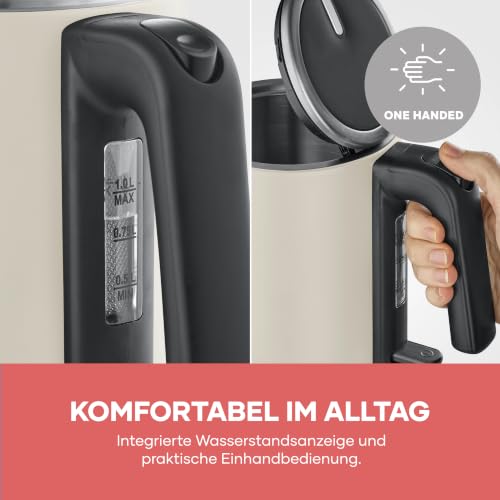 Severin elektrischer Wasserkocher 1L, Kalkfilter, 1-Hand-Bedienung, 2400 W – Ansicht 6