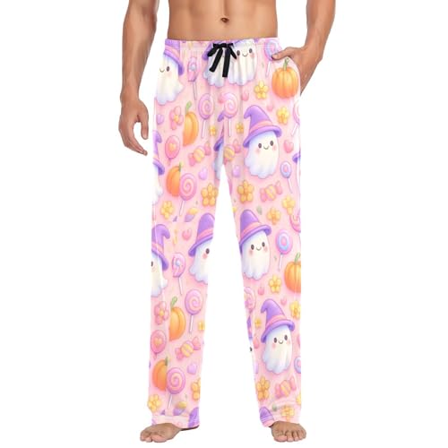Spirits with Purple Hats Men's Cotton Pajama Pants with Pockets and Drawstring Comfortable and Stylish,S