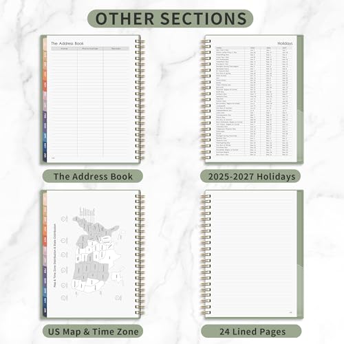 RETTACY Academic Planner 2025-2026, Weekly and Monthly, Large Size (8.5\" x 11\"), July 2025 - June 2026, for Women, Teacher, Student, School, 12-Month Tabs, Flexible Plastic Cover (Light Green) - Thumbnail 6