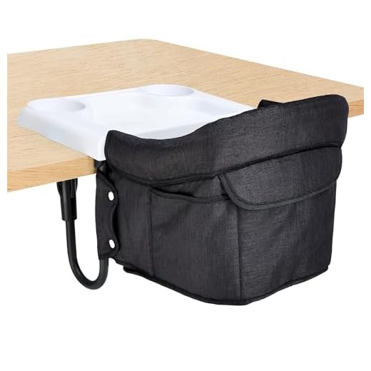 Portable Hook On High Chair with Tray for Babies & Toddlers, 6-36 Months, Collapsible Design, Fits Tables 0.8" to 3.5" Thick, Easy to Clean, with Travel Bag