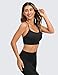 CRZ YOGA Butterluxe Womens Y-Back Racerback Sports Bra - Spaghetti Straps Wireless Scoop Neck Athletic Padded Yoga Tops Black Medium