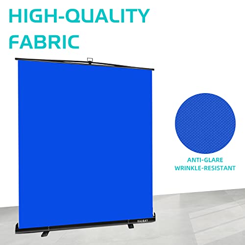 【Easy Set Up】 Raubay 6.2 X 5 Ft Collapsible Blue Screen Backdrop Portable Retractable Chroma Key Panel Photo Background With Stand For Video Conference, Photographic Studio, Streaming #TOP2