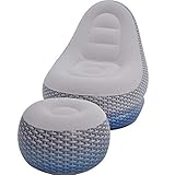Aufblasbares Sofa,Rattan-Muster,Tragbarer Fauler Loungesessel+Fußpolster,Aufblasbarer Tragbarer Sitzsack/Garten-Freizeitstuhl den Haushalt,150KG Last