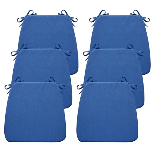 Hiasan D-Shaped Chair Cushions with Ties，17" x 16", Set of 6, Navy Blue