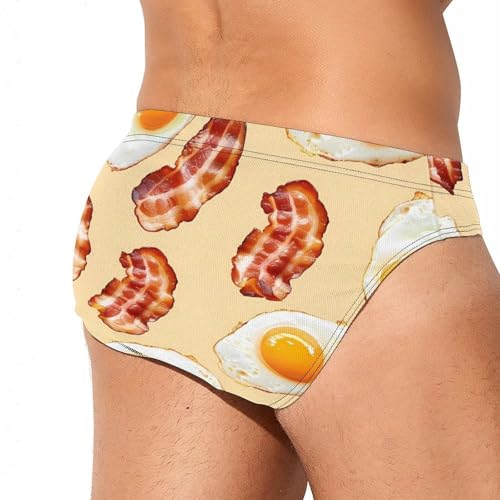 Bacon and Eggs Mens Swim Briefs Quick Dry Swimming Trunks Training Swimsuit Low Rise Swimwear3