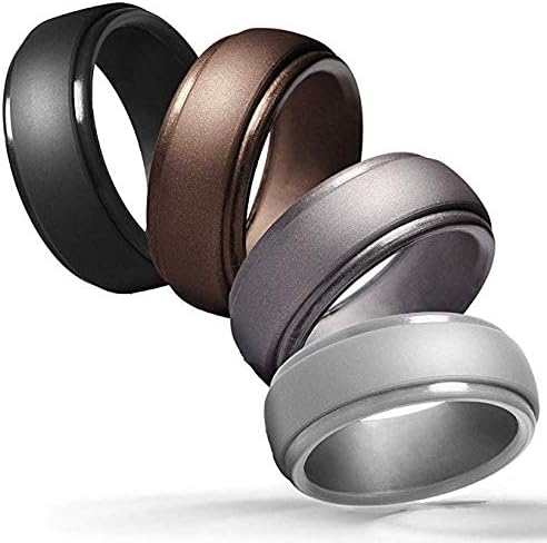 CyvenSmart Silicone Wedding Ring for Men, 4 Packs Mens Rubber Silicone Wedding Band for Him