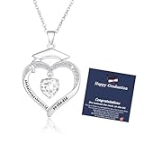 Fervia Graduation Gifts for Her Girls 2025 Birthstone CZ Heart Pendant Necklace Class of 2025 College Graduation Friendship Gifts for Her(April)