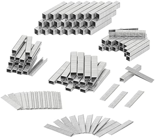 SHALL Heavy Duty T50 Staples and 18GA Brad Nails Combo Kit, 8000-Count, Four Sizes of T50 Staples for Staple Gun Including 1/4, 5/16, 3/8, 1/2 Inch and Two Sizes of Brad Nails Including 1/2, 9/16 Inch
