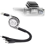 BoxWave Cavo compatibile con AZDOME M550 Dash Cam a 3 canali (8,1 cm) - AllCharge miniSync, cavo USB portatile retrattile - Jet Black