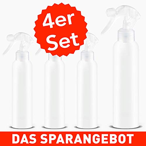 Preisvergleich Produktbild Sprühflasche 100ml klein - 4 Stück / Ideal für Desinfektonsmittel unterwegs / Reiseflaschen - Parfumzerstäuber - Flasche mit Sprühkopf - Wiederverwendbar (4)