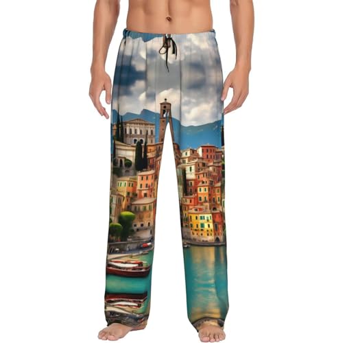 Pantalon de pyjama pour homme imprimé Italie grand pantalon noir XXXL