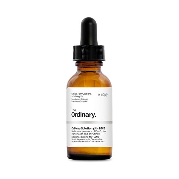 The Ordinary Caffeine Solution 5% + EGCG, Depuffing Eye Serum for Dark Circles and Tired Eyes, 1 Fl Oz
