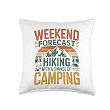 Hiker Retro Vintage Weekend Forecast Hiking with A Chance of Throw Pillow
