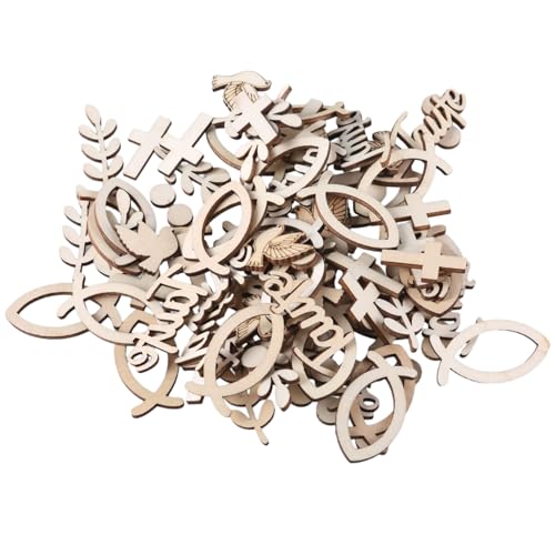 Psdndeww 100 piezas de peces de madera cruzados para pájaros, confetis para esparcir, bautizo, comunión, confirmación, baby shower, mesa ornamental