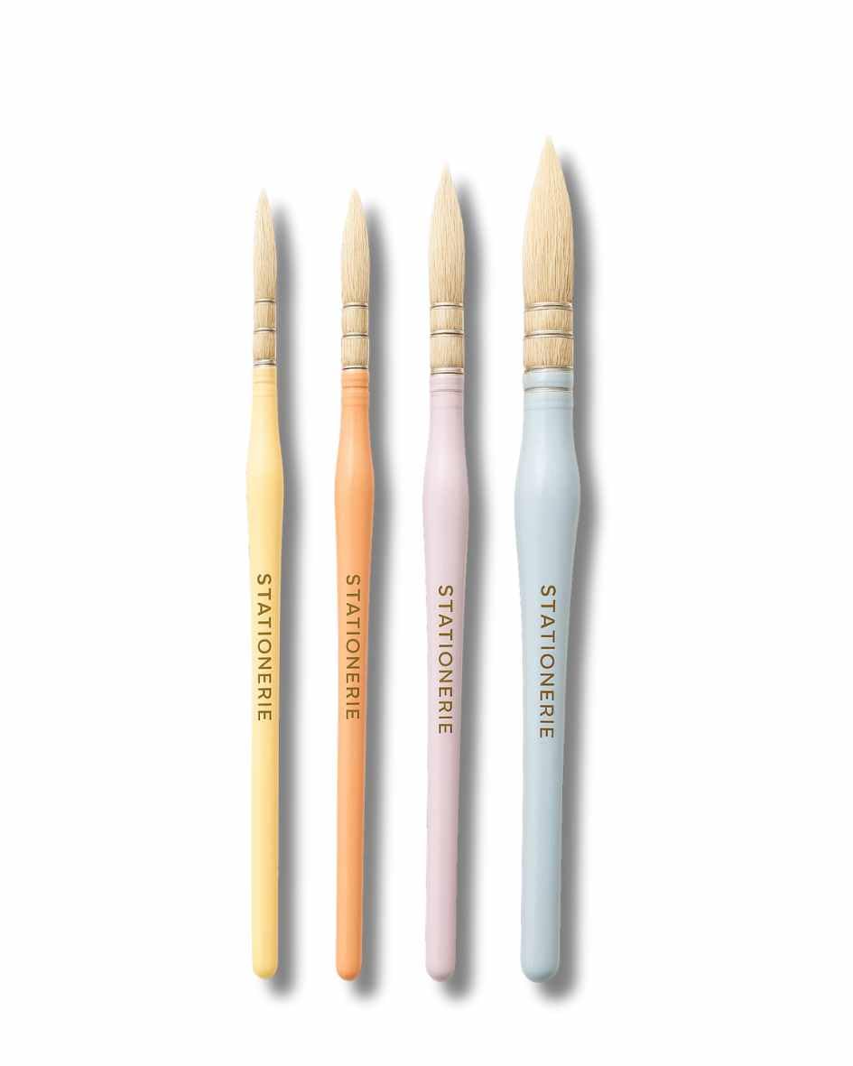 STATIONERIE Mop Brush for Painting - Natural Artists' White Goat Hair Watercolor Brush Set for Artists, Cruelty-Free Paint Brush Set of 4(Pastel Edition)-image-44