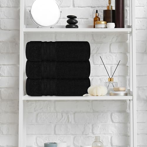 Snapklik.com : 4 Pc Black Bath Towels Set 100% Cotton Bathroom Towels 27 X 54 Inches Perfect ...