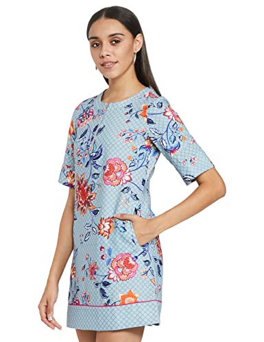 Image of RIVER Designer Printed Dress with Print Blocking