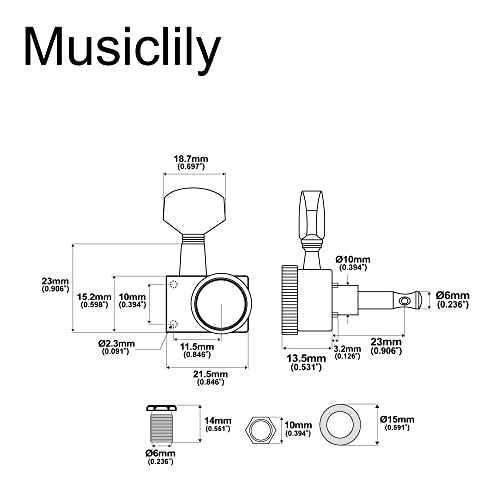 Musiclily Pro Locking Tuners Mécaniques à blocage 2-pins Type 6-en-ligne pour Fender Strat/Tele Guitare,Chrome - Les Beatles, Paul McCartney, John Lennon, RIngo Starr, George Harrison Musiclily Pro Locking Tuners Mécaniques à blocage 2-pins Type 6-en-ligne pour Fender Strat/Tele Guitare,Chrome – Image 3