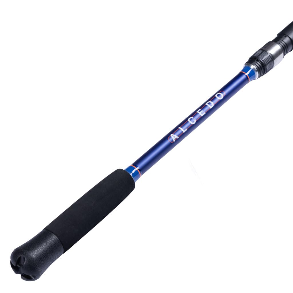 ALCEDO Vertex Boat Canna da Pesca Barca in Carbonio, 2 Sezioni, Vetta Sensibile, Placca Ergonomica, per Bolentino Leggero e Pesca Cefalopodi
