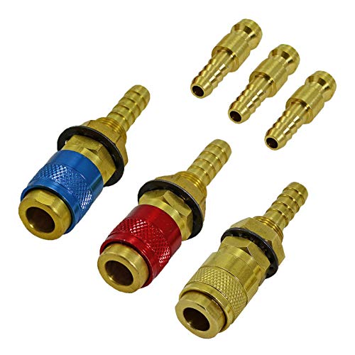 Riverweld Raccordo Rapido Per Adattatore Per Gas E Adattatore Per Gas Per Pta Db Sr Wp 9 17 18 26 Torcia Per Saldatura Tig Rosso Blu Oro Colore 3 Set