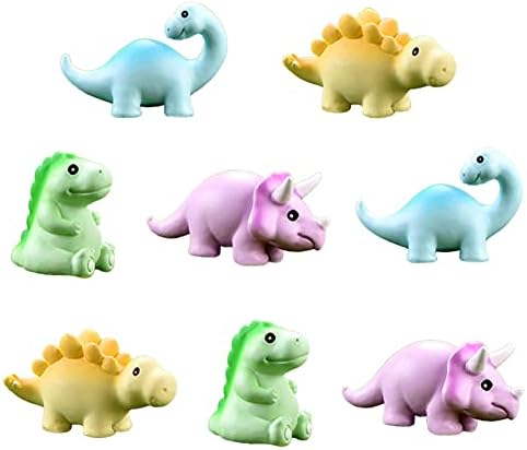 Resin Dinosaur Cake Toppers 8 Pcs Miniature Dinosaur Toy Figurines Collection Playset for Succulent Planter Moss Landscape DIY Decoration