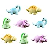 Resin Dinosaur Cake Toppers 8 Pcs Miniature Dinosaur Toy Figurines Collection Playset for Succulent