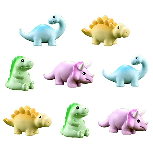 Resin Dinosaur Cake Toppers 8 Pcs Miniature Dinosaur Toy Figurines Collection Playset For Succulent Planter Moss Landscape Diy Decoration #TOP10
