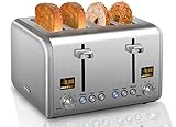 SEEDEEM 4 Slice Toaster, Stainless Steel Bread Toaster with Colorful LCD Display, 7 Bread Shade Sett