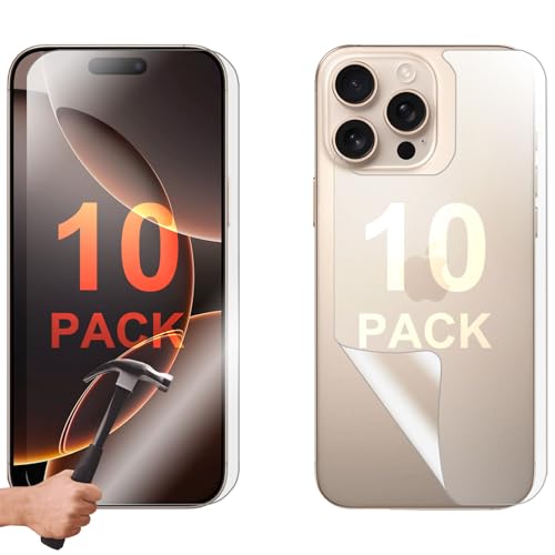 Film protection iPhone 16 Pro Max en verre trempé avant arrière - Lot de 10