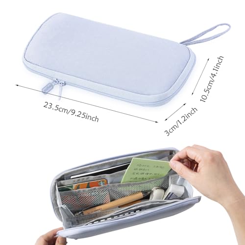 Image of Rolin Roly Multi-function Pencil Case Pencil Box Large Capacity Pen Case Holder for Women Pen Bag Organizer with Zipper (blue)